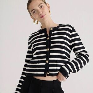 J.Crew Black and White Striped Cardigan